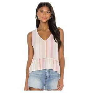 Rails Size Small Mira Juliette Stripe Tank Top Pink Striped Rayon Linen Blend